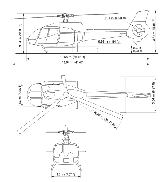 Dimensiones del Helicóptero airbus b4