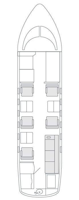 Interior confortable y elegante del Hawker 800,